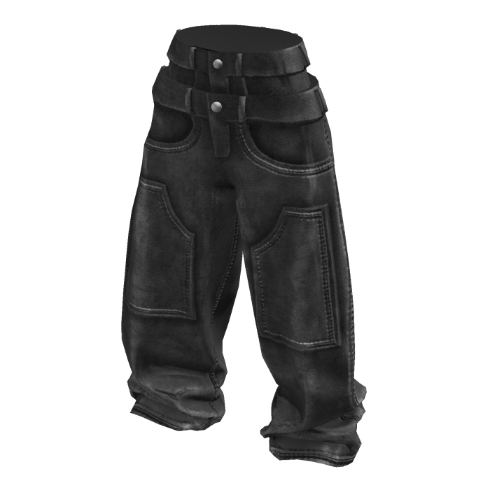 Grey Baggy Washed Grunge Double Waist Jeans
