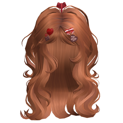 Fluffy Ponytail W/ Valentines Clips (Ginger) Roblox item