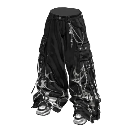 Stylish Baggy Street Pants (Black White) Roblox item render