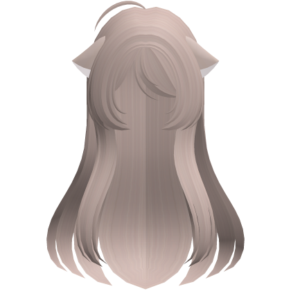 kawaii long straight kitty hair in soft milktea