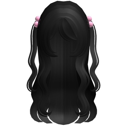 ♡ pretty girl wavy moe long hair in black Roblox item