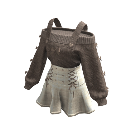 Brown Jirai Kei Corseted Sweater Dress thumbnail