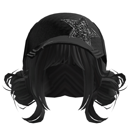 Y2K Black Messy Buns w/ Black Denim Cap Roblox item