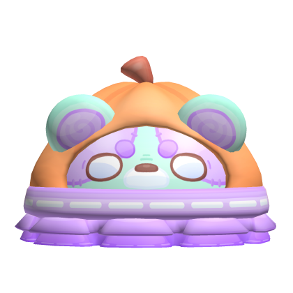 ♡ cute halloween pumpkin bear zombie hat (green) Roblox item