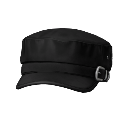 Black Buckle Belt Beret Cap