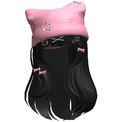 Black Cute Kawaii Hair w/ Beanie Roblox item