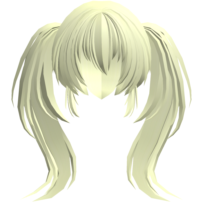 fluffy moe anime long ponytails yellow