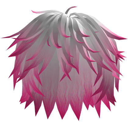 White & Pink Fluffy Messy Layered Anime Hair 