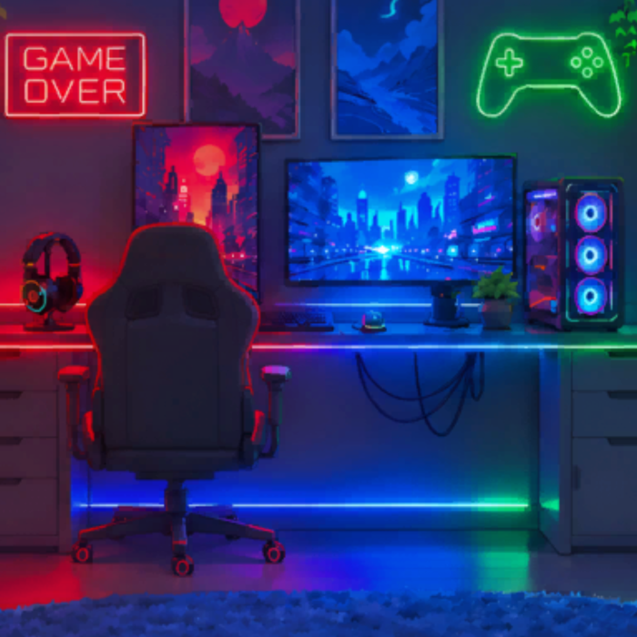 RGB Gaming Room Background Cute Preppy Gamer Boy