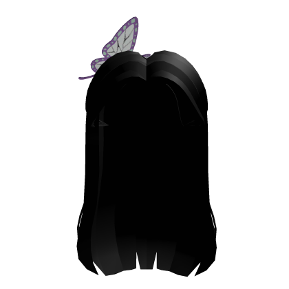 Black hair with butterfly Roblox item