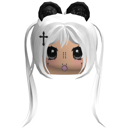Doll White Gothic Tuft Hair w/ Bear Ears & Face Roblox item
