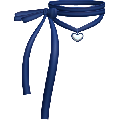 Blue Kawaii Heart Charm Coquette Ribbon Choker