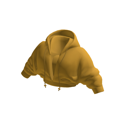 Yellow Cropped Hoodie Top with Scrunched Sleeves