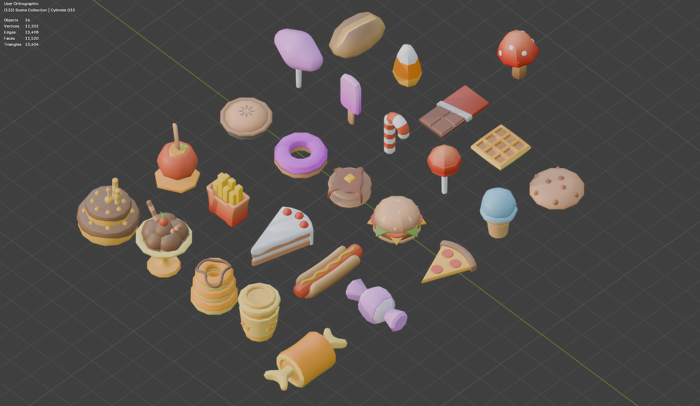 Snacks (x20) - Low Poly preview 1