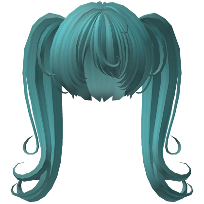 curly long overgrown pigtails in teal Roblox item