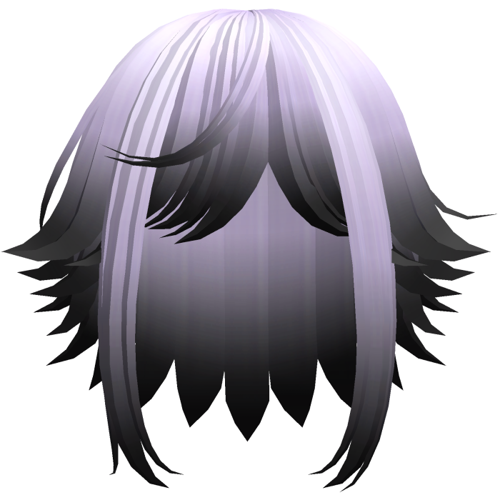 kawaii messy short hair with tufts in purple black