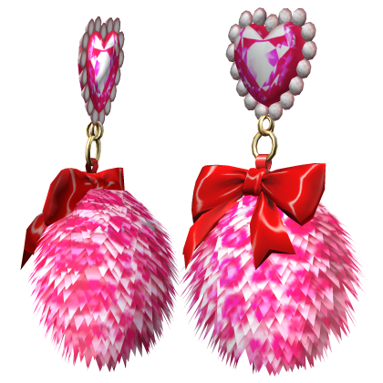 Cute Gyaru Fluffy Heart Leopard Earrings Pink Red