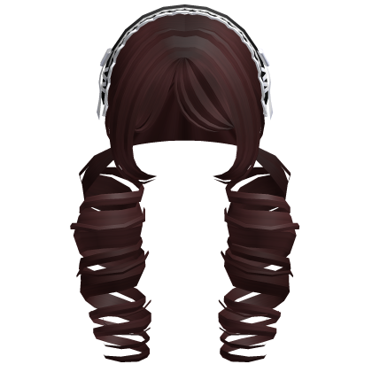 ꒰Cute Red Curly Pigtails w/ Black Headband Roblox item