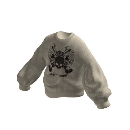 Oversized Knitted Rock Band Sweater Beige
