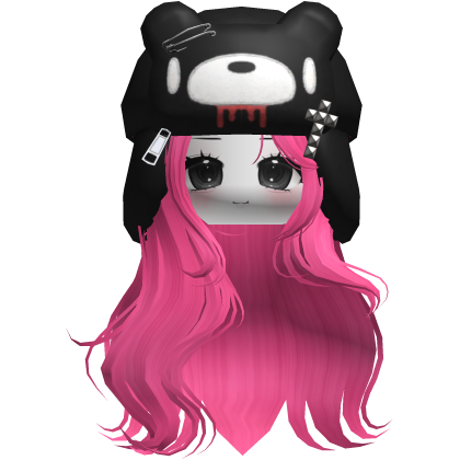 Fuzzy Bear Ushanka Flowy Long Hair (Hot Pink)