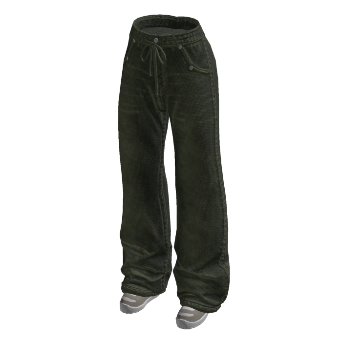 Drawstring Baggy Jeans w/ Sneakers (Green)