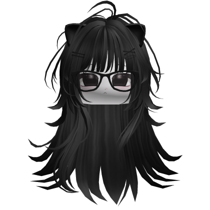 Messy Sleepy Moe Kitty Girl Hair Black Roblox item