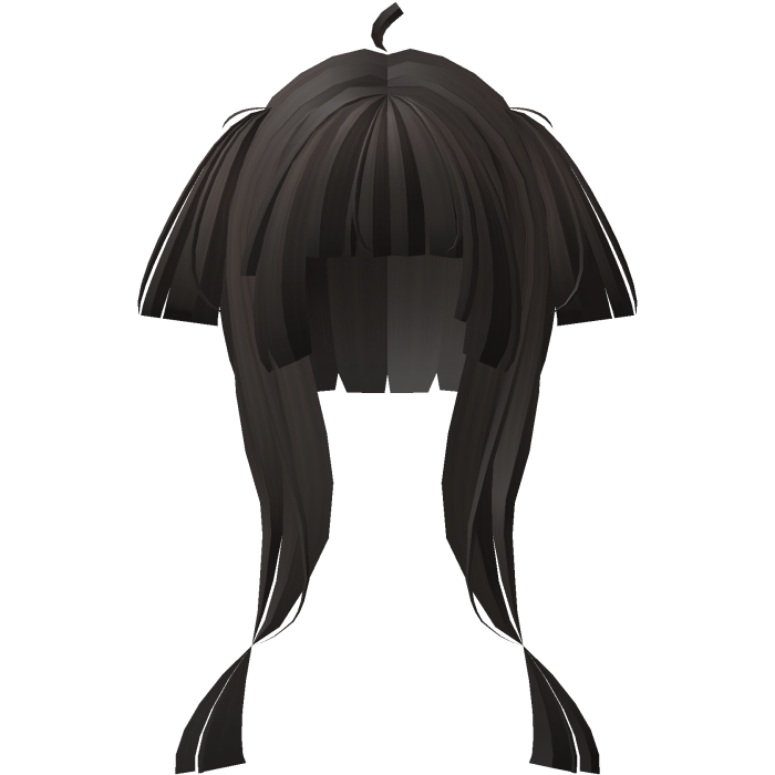 straight blunt short pigtails in dark brown