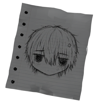 sad anime boy paper drawing