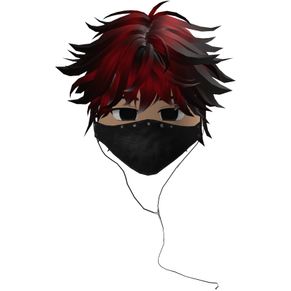 Cute Emo Boy Headphones Mask Black Y2K (red)