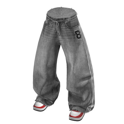 💗Y2K OVERSIZED BAGGY JEANS WITH SHOES_GREY - Roblox
