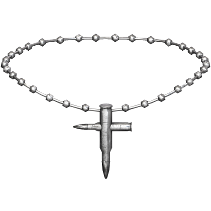 white silver beaded bullet cross chain