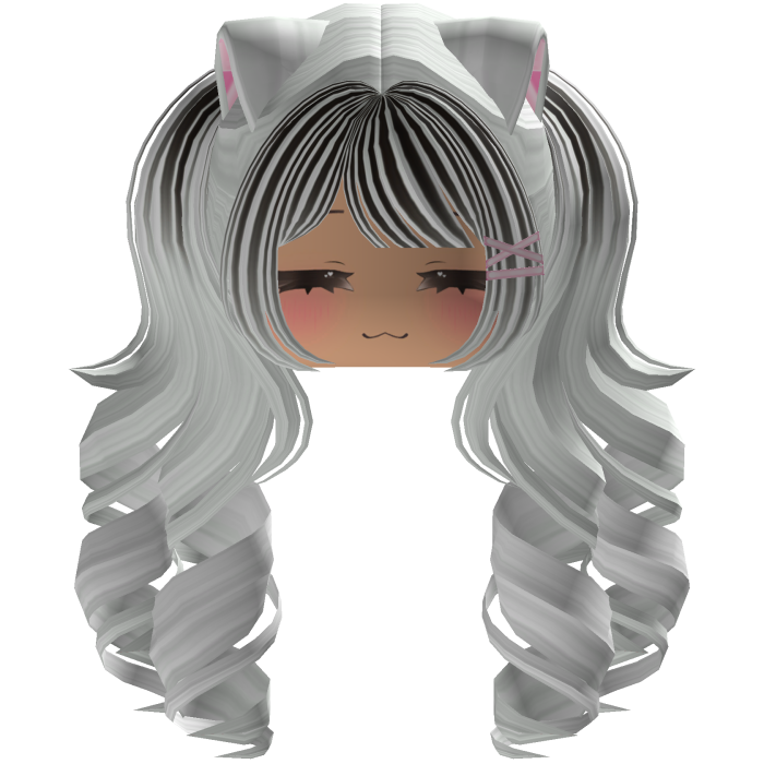 Cute hair emo Y2K cat-ear braids (White-black)