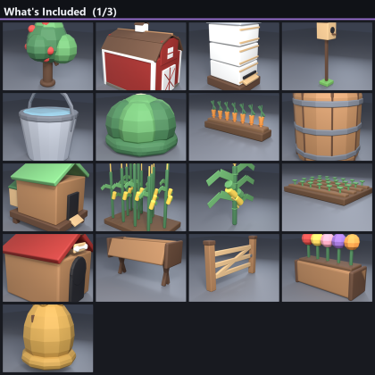Low Poly Farm Crops Orchard Pack x50 Harvest Field preview 5