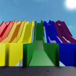 Ride down a rainbow slide to meet Batman!