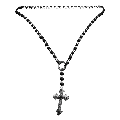3.0 Emo Vkei Black Beaded Cross Rosary 
