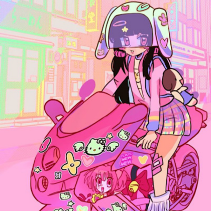 Kawaii | Pastel | Motorcycle | Pink | Hello Kitty Roblox decal