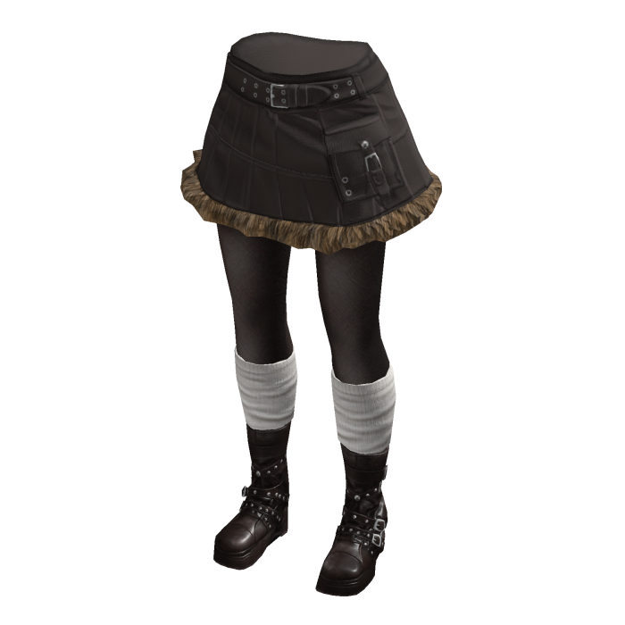 Belted Mini Skirt with Ruffle Hem (Black and Tan)