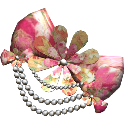Gyaru Spring Floral Big Flower Bow with Pearls Hat Roblox item