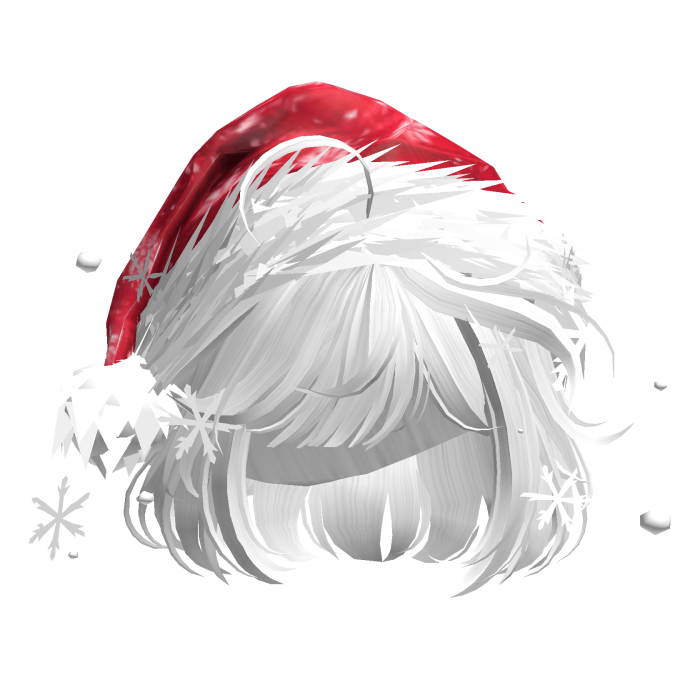 Christmas Cute Hair w/Santa Hat (White)