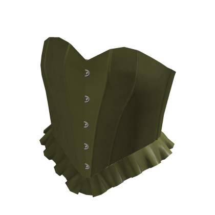 Ruffle Corset Top Green Leather