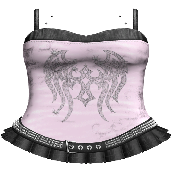Grunge Pink/Black Emo Rhinestone Dress