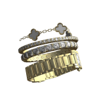 Left Stacked Luxury Gold Clover Bracelet Watch