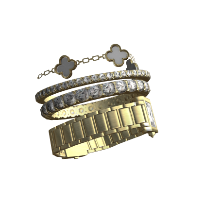 Left Stacked Luxury Gold Clover Bracelet Watch