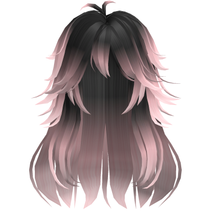Pink & Black Messy Long Anime Wolfcut Roblox item