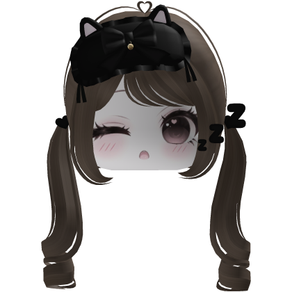 ♡ cute dreamy black sleep mask moe face (brown)