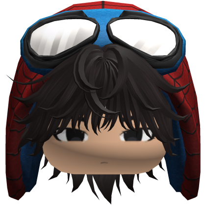Spider Hood Boy Messy Dark Brown Hair w/ Face Roblox item