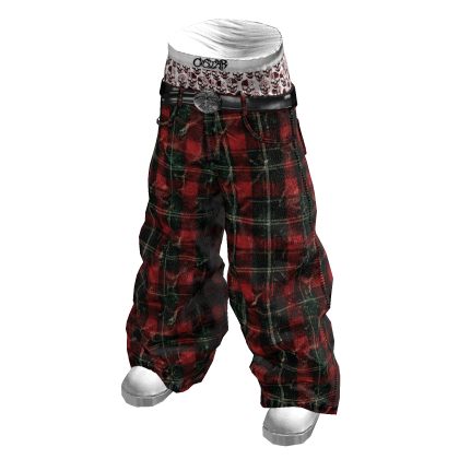 Holly Plaid Saggy Skull Boxer Jeans