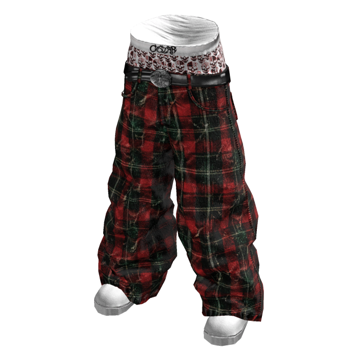 Holly Plaid Saggy Skull Boxer Jeans