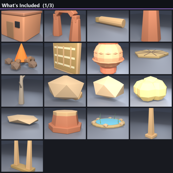 Low Poly Desert Ruins Pack x50 Pyramid Oasis preview 5