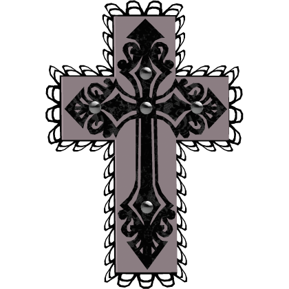 cute emo moe lace goth studded cross black & pink